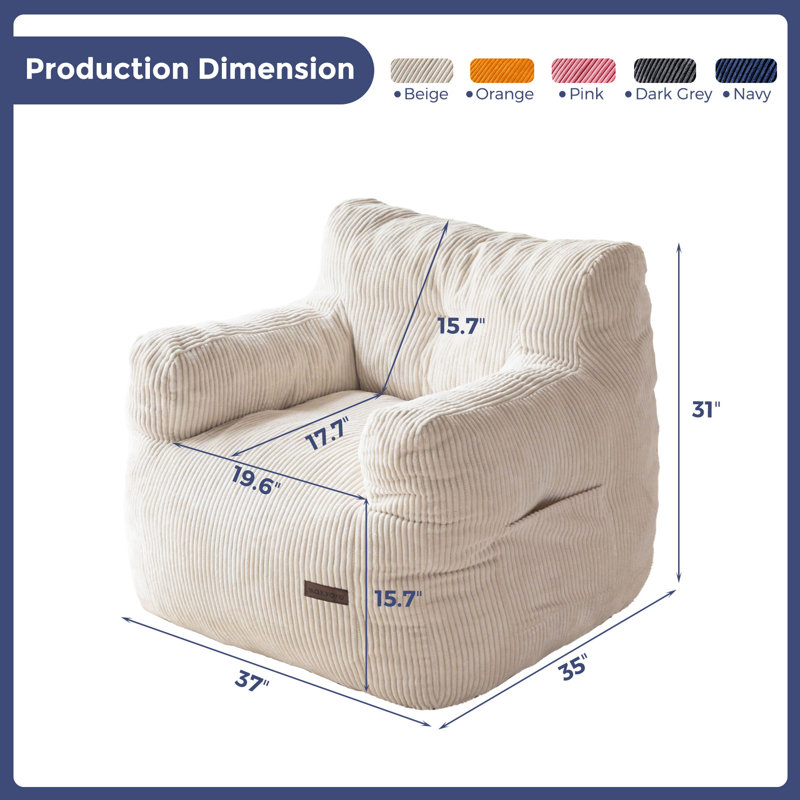 Fauteuil à billes en velours côtelé, Velours côtelé beige