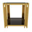 Ensemble de 3 tables de salon avec 1 table basse et 2 tables de bout, rectangulaire, verre trempé, métal asymétrique, finition dorée et tablette inférieure, 47,5 po