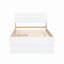 Cadre de lit simple moderne pour tête et pied de lit blanc brillant avec couchette en chêne clair
