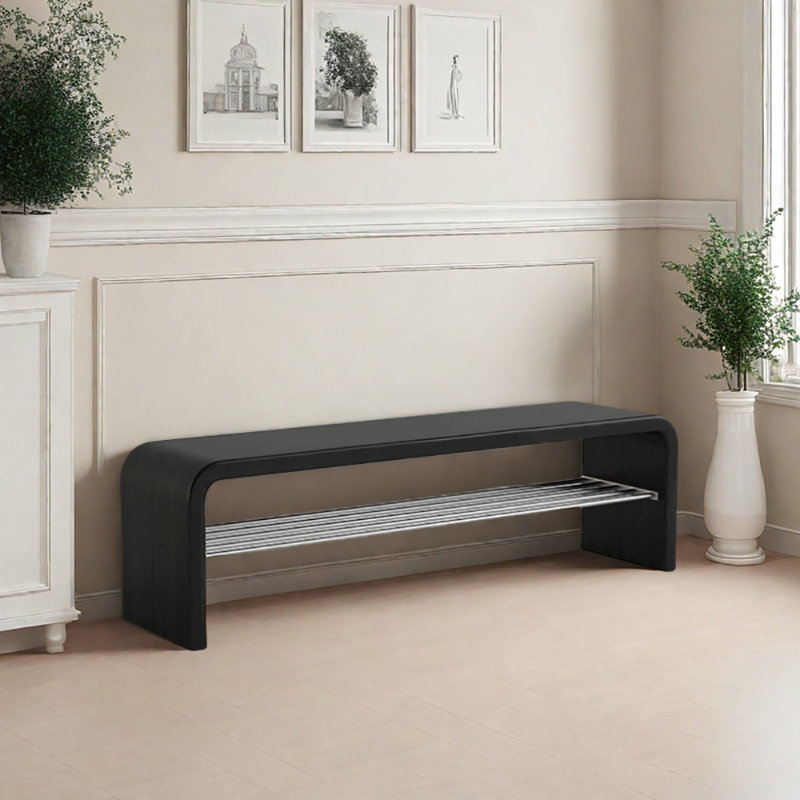Banc de rangement pour chaussures 55,1 po, Noir, noir, noir, noir
