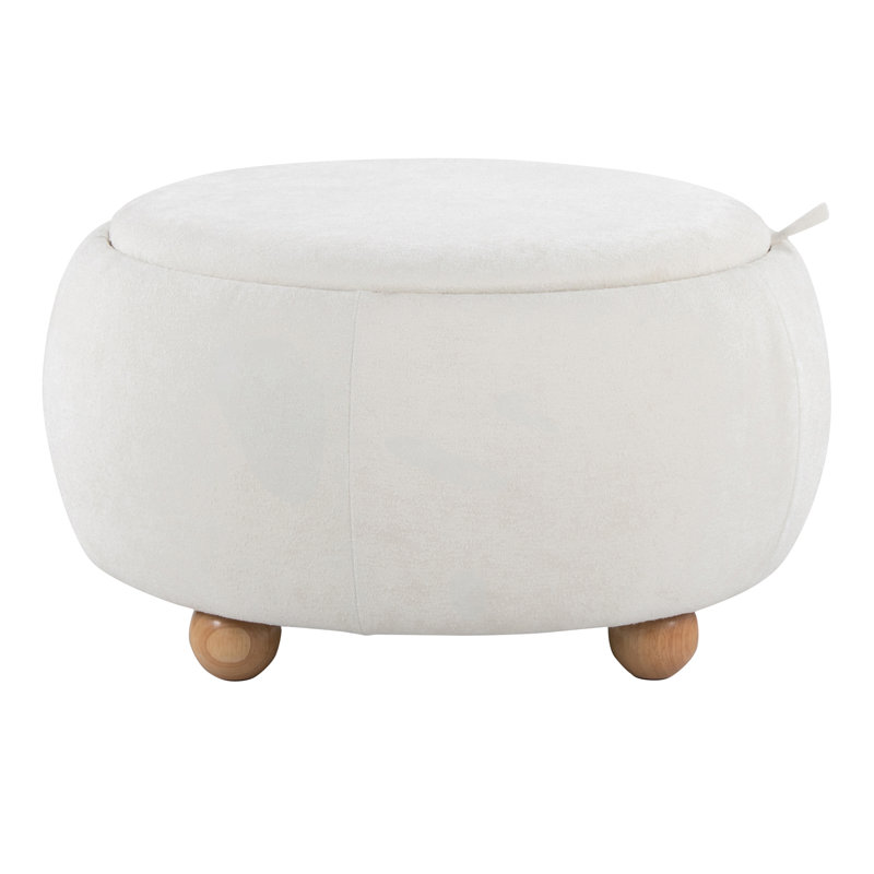 Tray Pouf Storage Ottoman, White