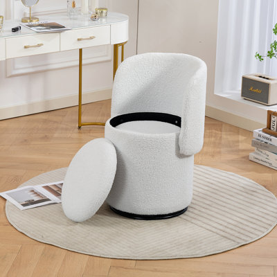 Élégant fauteuil demi-tonneau rembourré: tabouret de coiffeuse pivotant à 360 ° pour la chambre à coucher et la chaise de salle à manger, rangement intégré, siège d'appoint rembourré doux, multifonctionnel pour s'habiller / manger, tabouret de lit pour chat gratuit inclus