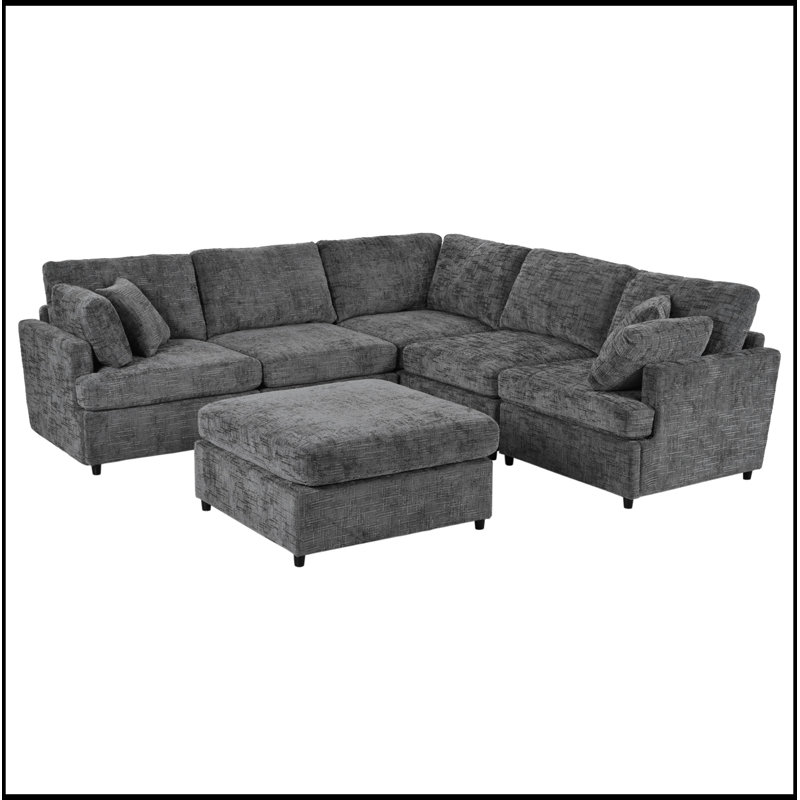 Canapé modulaire en U avec repose-pieds mobile, Gris