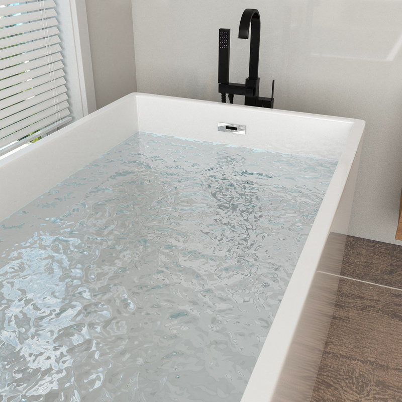Baignoire de trempage autoportante en acrylique de 43 po x 28 po Topcraft, blanc mat pour la salle de bain
