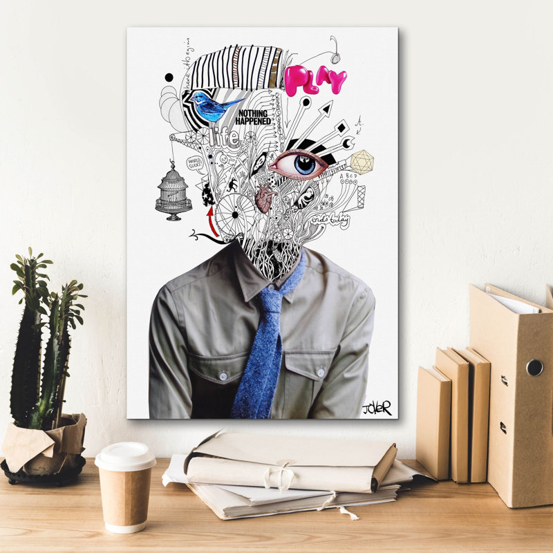 «The Introspect» par Loui Jover, toile, art mural, H 26 po x l 18 po x P 0,75 po