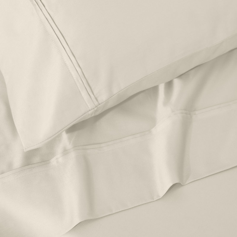 Mellark 1200 Thread Count 100% Egyptian Cotton Solid Sateen Pillowcase Set, Ivory, Standard Pillowcase