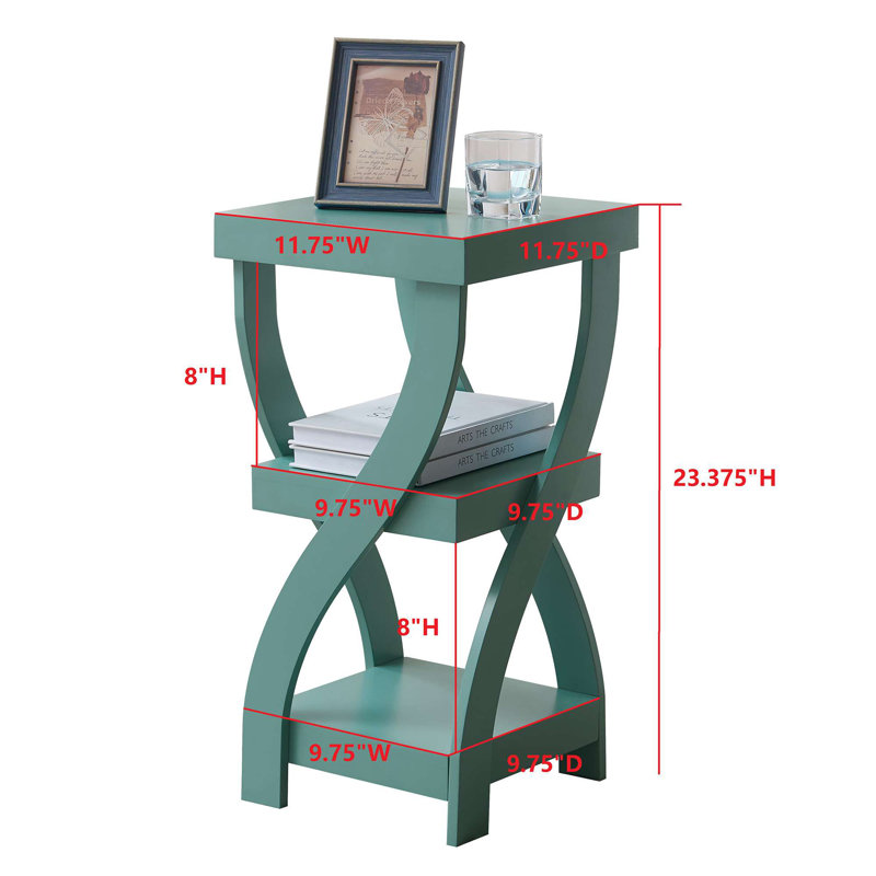 Aurianne Trestle End Table with Storage, Teal