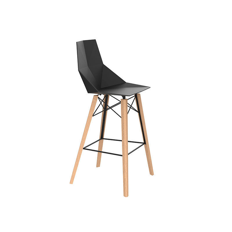 Faz Wood - Bar Stool - Set Of 4 - Basic/Injection, Black/Oak
