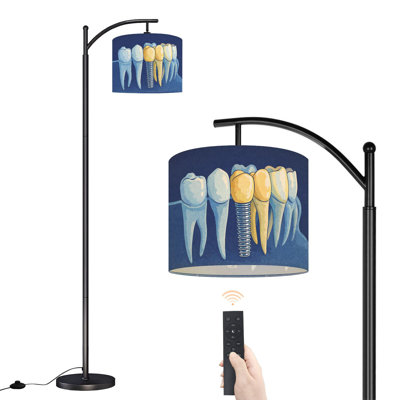 Lampe sur pied à arc avec abat-jour ajustable Gros plan sur une mâchoire pour implants dentaires Lampe sur pied à 3 températures de couleur à intensité variable avec interrupteur au pied pour la chambre à coucher