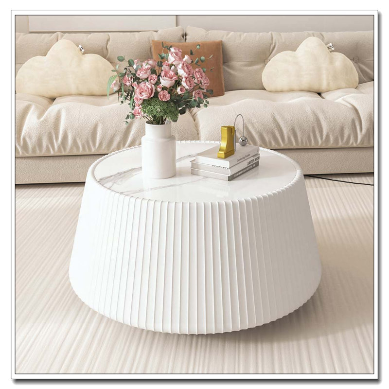 modern Coffee Table, Cream White,Grey