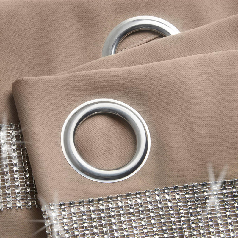 Alyson Palace Eyelet Ring Top Room Darkening Curtains, 229 W X 229 D cm, Beige