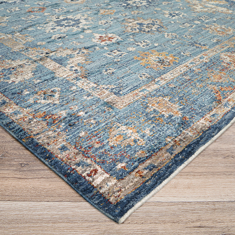 Tapis bleu frangé Mizic, Rectangle 5 pi 3 po x 7 pi 6 po