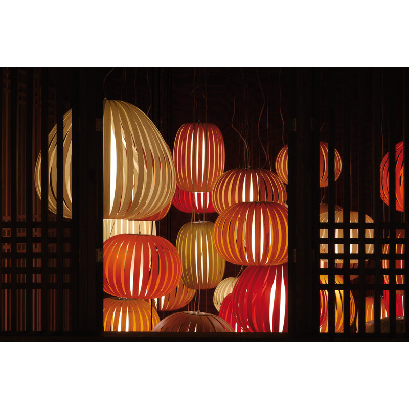 Poppy 1 - Light Pendant, E26/Medium, Natural Cherry, 17" H x 24.8" W x 24.8" D
