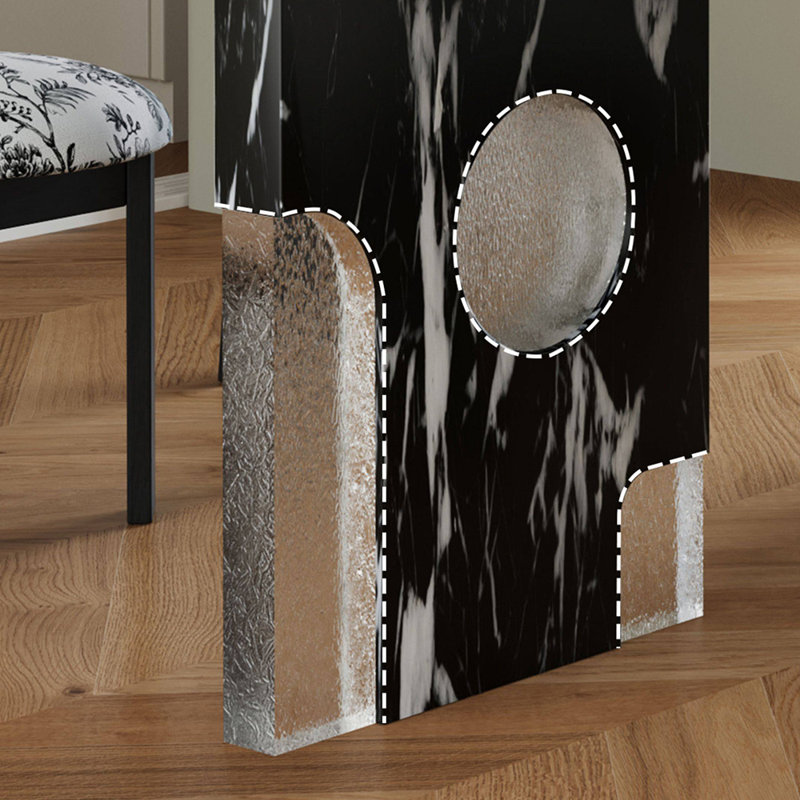 Table de salle à manger Stable, H 29,53 po x L 62,99 po x l 31,5 po, Brun, Noir
