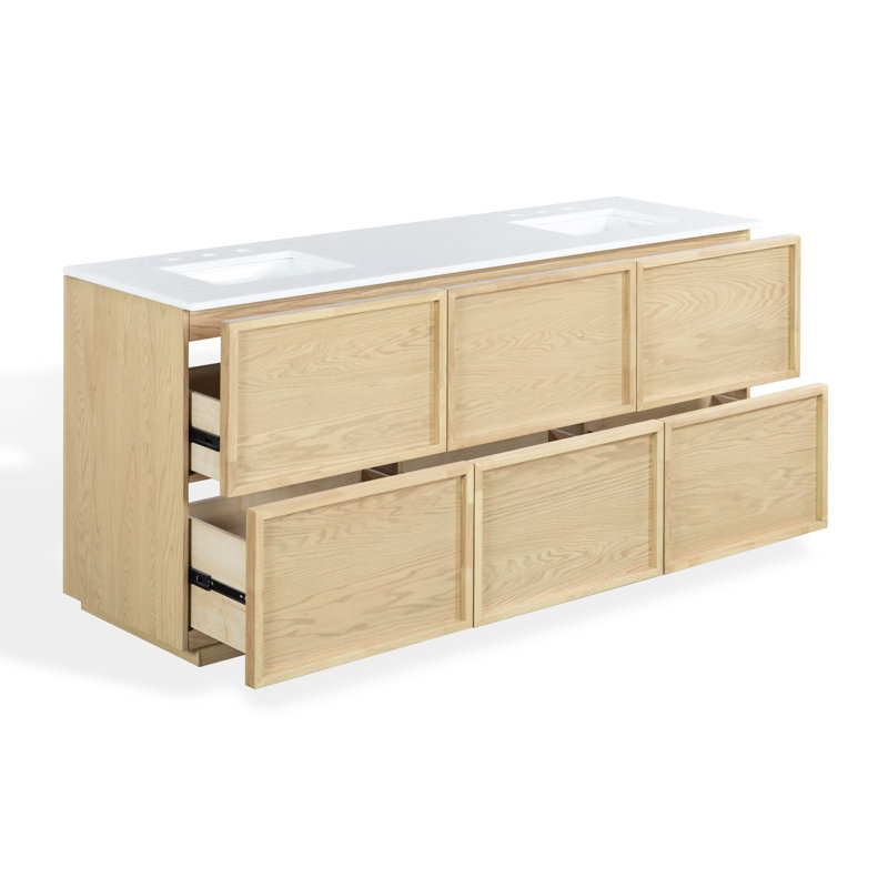 Meuble-lavabo double 72 po Zeus, Naturel