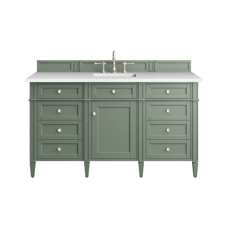 Meuble-lavabo simple 60 po Dussault, Blanc Zeus, Céladon fumé, 8 po
