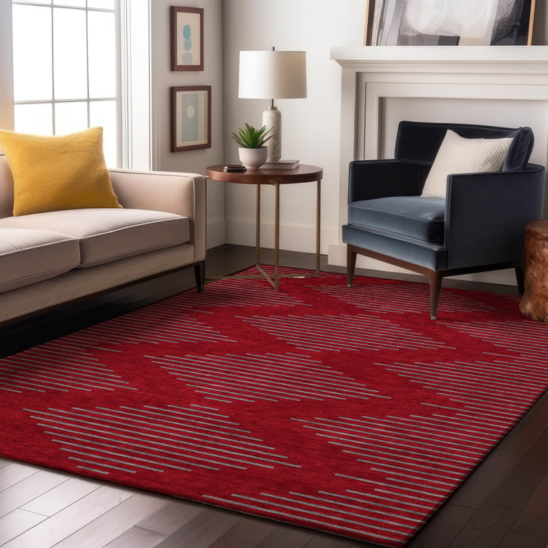 Tapis géométrique de qualité supérieure lavable à la machine Jahnke AMF1017, Rectangle 5 pi x 7 pi 6 po