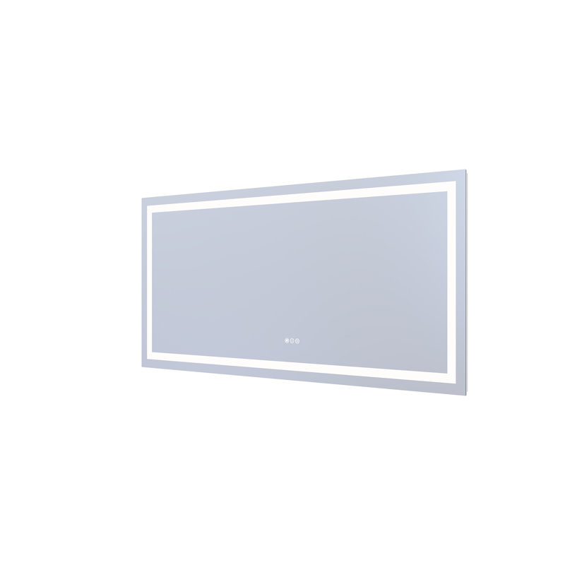 Miroir de salle de bain 60 po x 28 po à DEL avec éclairage avant et arrière, miroir de meuble-lavabo à intensité variable, 3 températures de couleur, antibuée, imperméable IP44, montage horizontal ou vertical