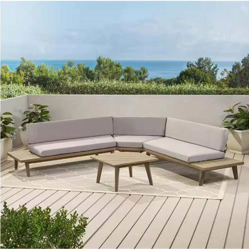 V Shaped 4-Piece Sofa Set-Gray