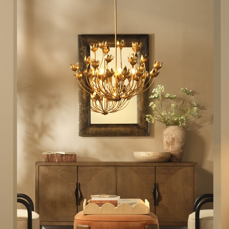 Dogwood 6-Light Chandelier, Antique Brass, Antique Brass