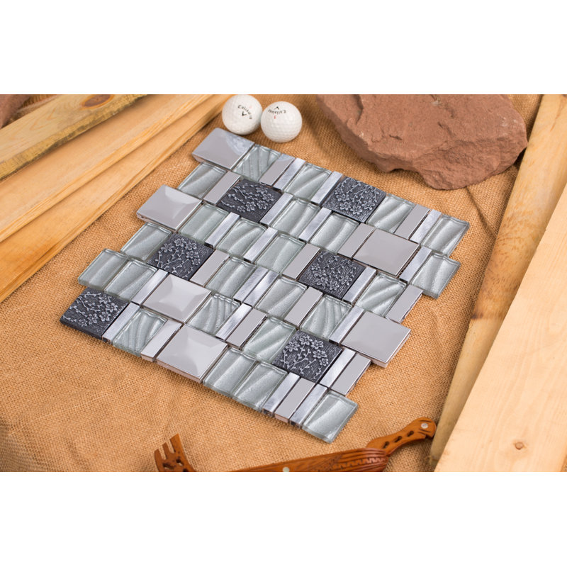 Vitray Random Sized Metal Mosaic Wall & Floor Tile, Silver