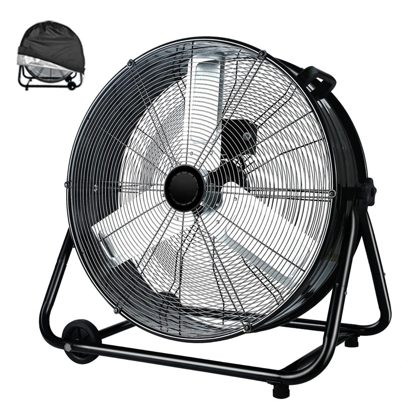 Tambour industriel robuste de 24 pouces à 3 vitesses à grande vitesse, Noir, noir, noir, noir
