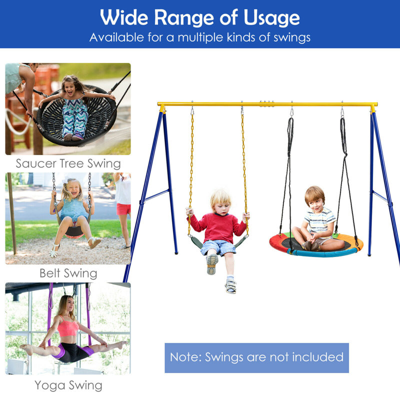 Gymax Metal Blue/Yellow Swing Set Hardware with Mounting Hangers