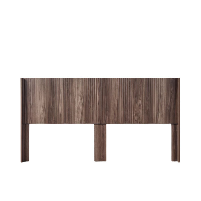 Tête de lit murale en bois avec rainure 3D pour très grand lit, Brun, Très grand lit