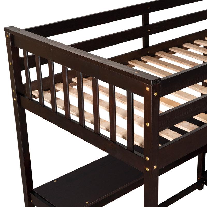 Arris Solid Wood Loft Bed with Bookcase by Harriet Bee, Twin, Espresso