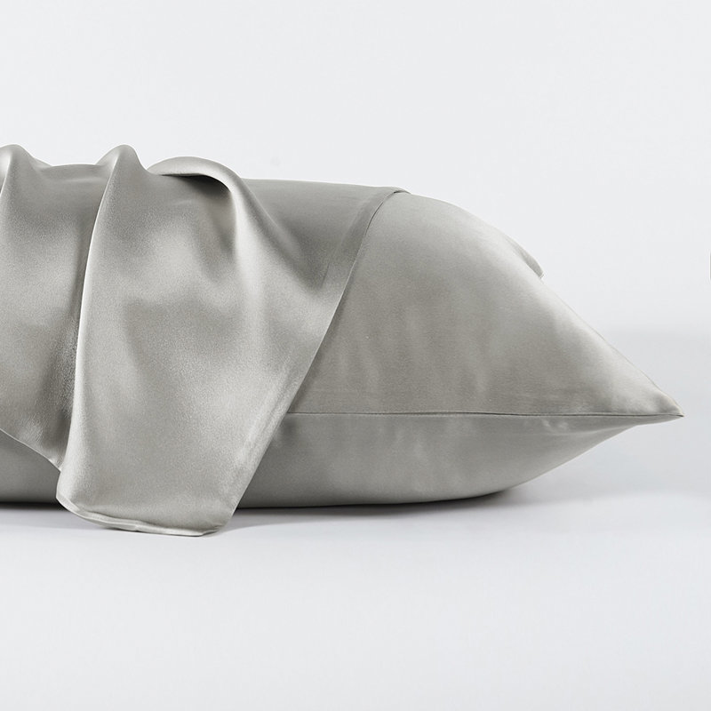 100% Mulberry Silk Pillowcase, Medium Gray, Queen Pillowcase