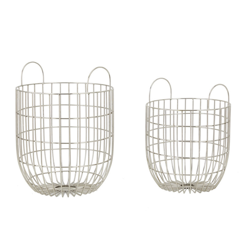 Ensemble 2 pièces de paniers, H 14,2 po x l 11,05 po x P 11,1 po, Argent