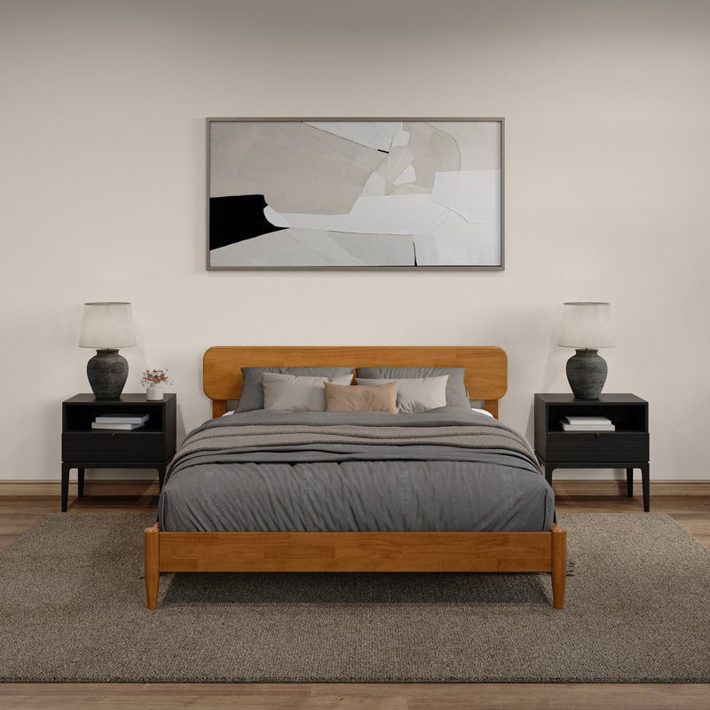 Vetu Solid Wood Platform Bed, Light Toffee, Queen