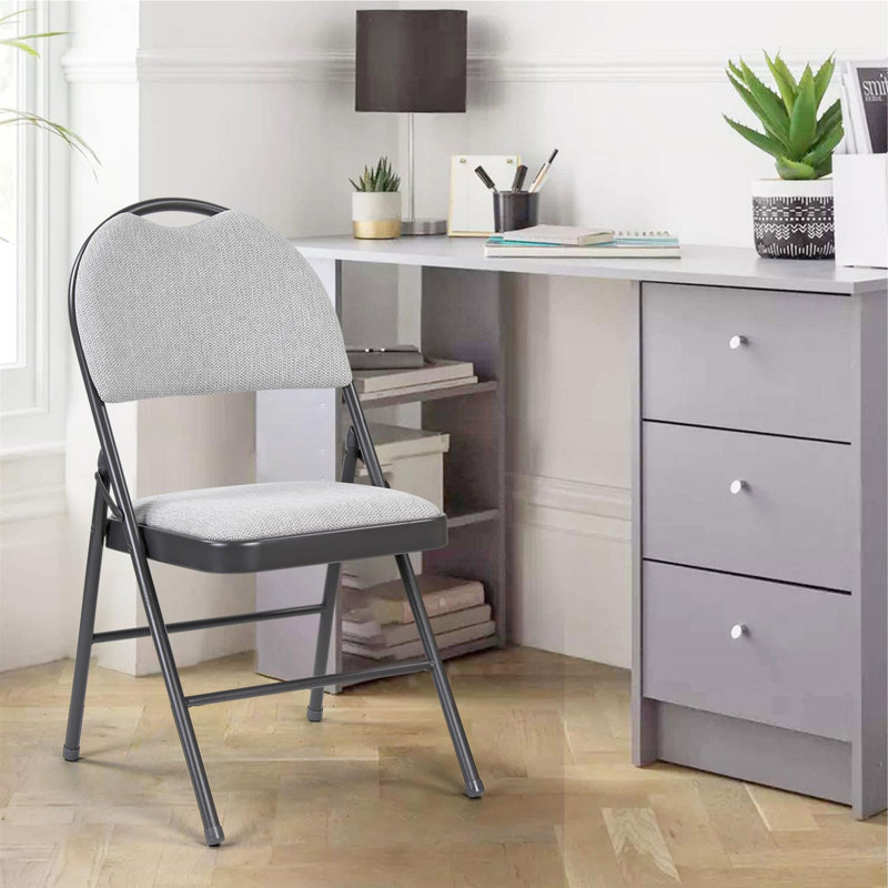 Fabric Padded Stackable Folding Chair Folding Chair, Grey