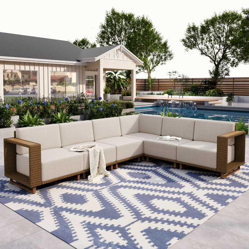 6-Person Modular Wicker Patio Sectional