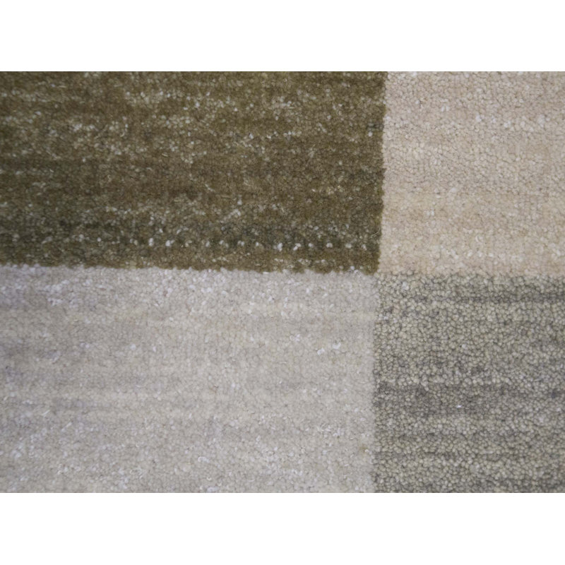 Tapis vert, bleu et gris noué à la main de haute qualité