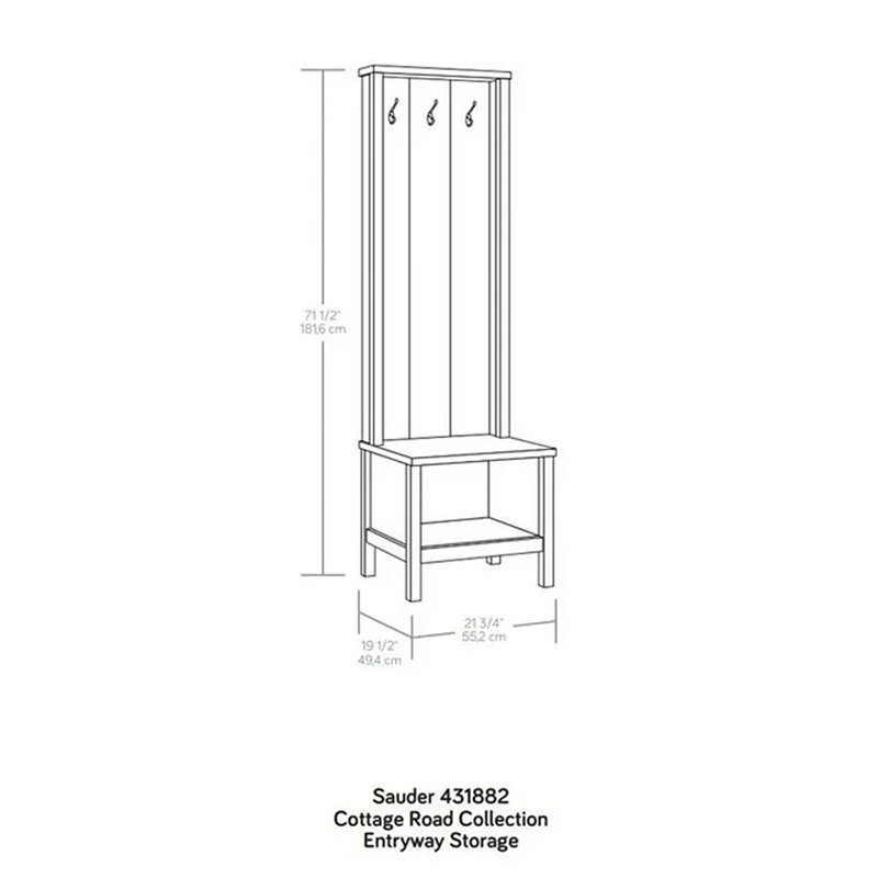 Rower Hall Tree 21.73'' Wide with Bench and Shoe Storage