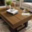 Table basse de 42 po de style ferme rustique en MDF brun avec base robuste pour le salon