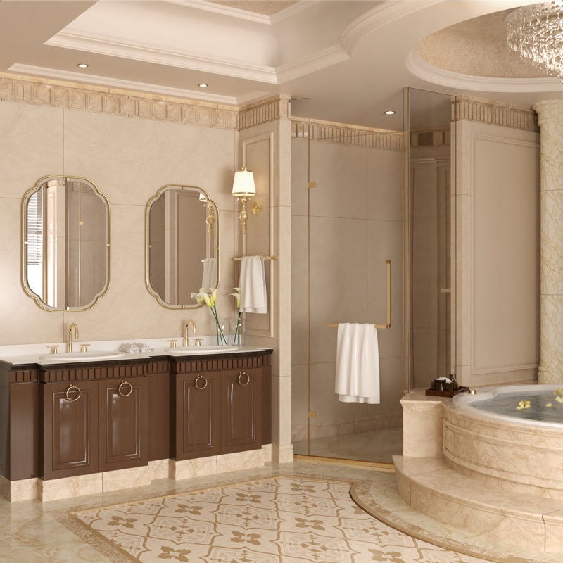 Miroir de salle de bain, miroir mural de coin festonné moderne, cadre en fer antirouille 24 x 36 et miroir rectangulaire en verre Boho pour meuble-lavabo, chambre à coucher, évier, entrée