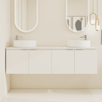  Ensemble de meuble-lavabo mural 60 po avec lavabo en céramique Dalmahoy