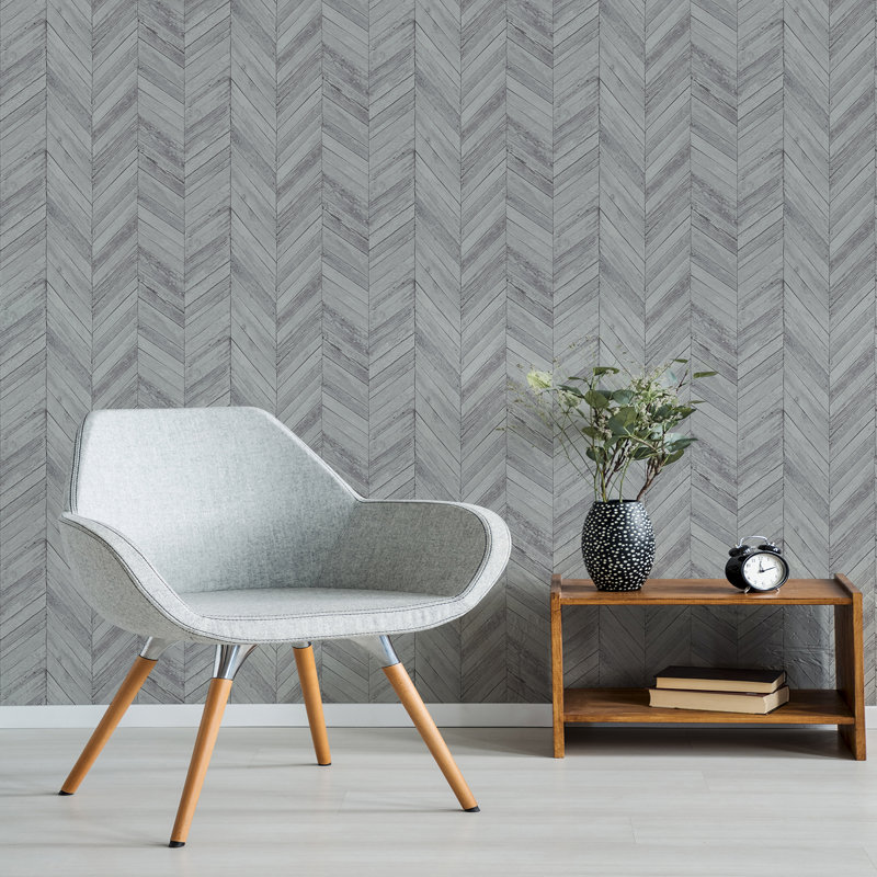 Dalessio Wood & Shiplap Vinyl Peel & Stick Wallpaper Roll, Light Gray