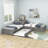 Twin Size L-Shaped Platform Bed with Trundle and Two Drawers-1041720809
