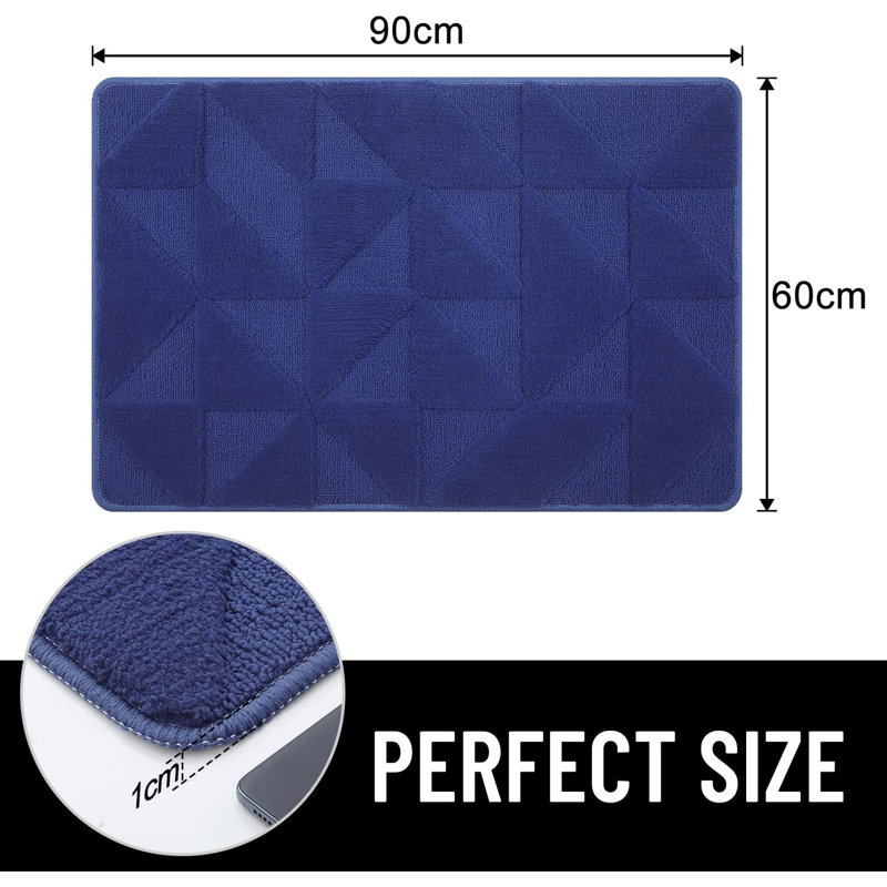 Door Mats Indoor, Machine Washable, Navy Blue, 60 cm W x 90 cm L