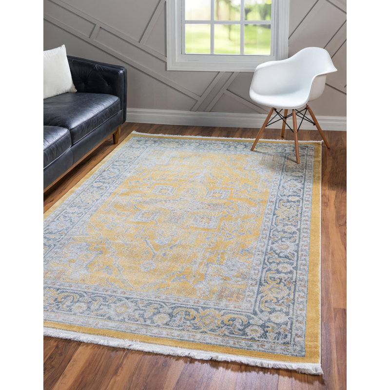 Tapis contemporain Mulvihill couleur soleil, Rectangle 7 pi x 10 pi