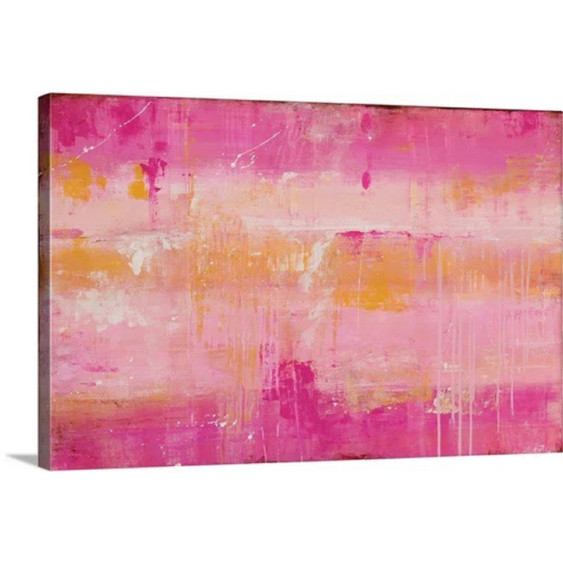 «Pink Champagne» par Erin Ashley - impression d'art graphique, H 16 po x l 24 po x P 1,5 po, Toile tendue, Sans cadre