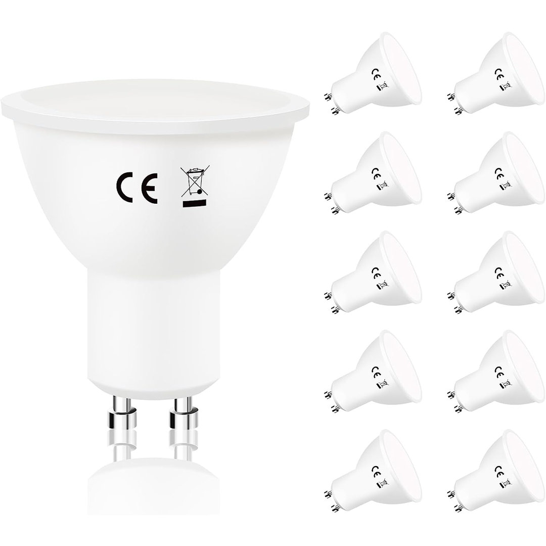 6W 10er GU10 LED Leuchtmittel Warmweiß 3000K Energiesparlampe Abstrahlwinkel 110° Andreamarie