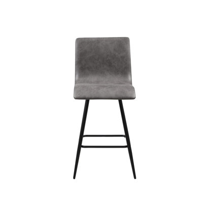 Tabouret de comptoir pivotant en similicuir, hauteur 25 po, support de poids de 300 lb, tabouret gris, base en métal noir avec fonction à 360 °, siège, capacité,