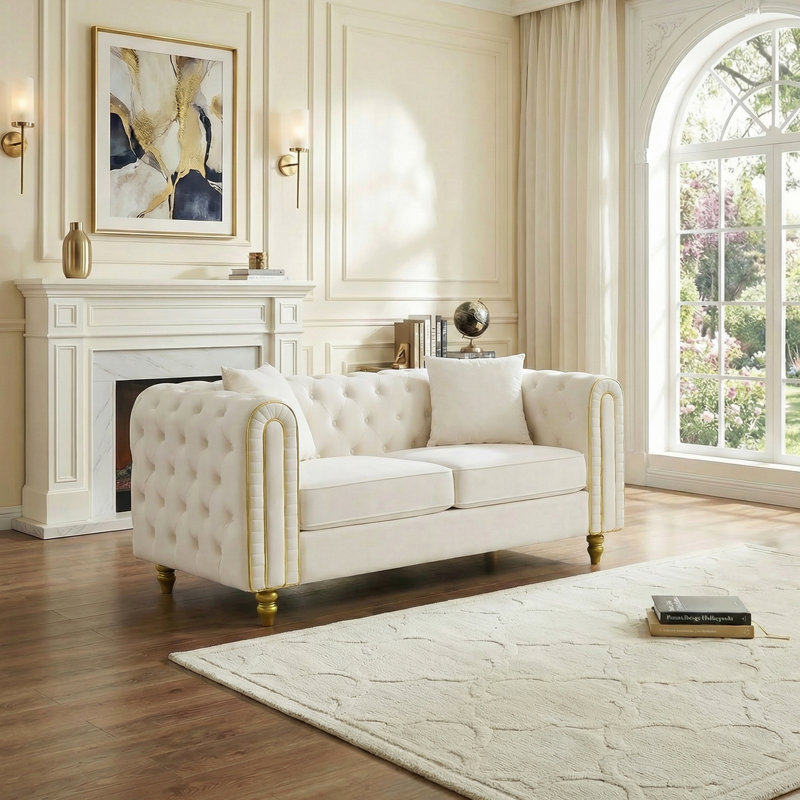Canapé en velours Modern, Beige