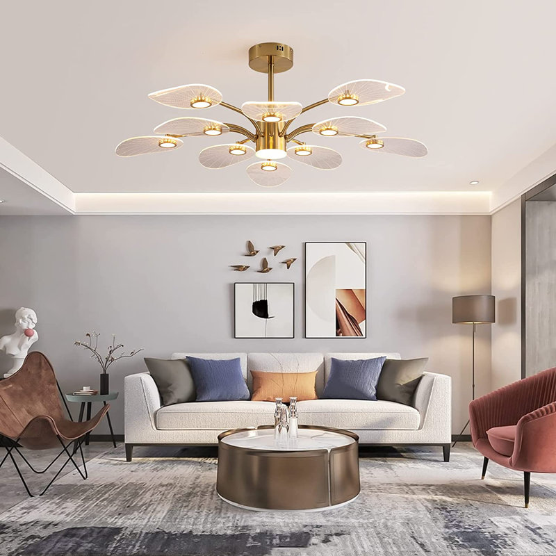 10 - Light Dimmable Sputnik LED Chandelier with Remote Control Included