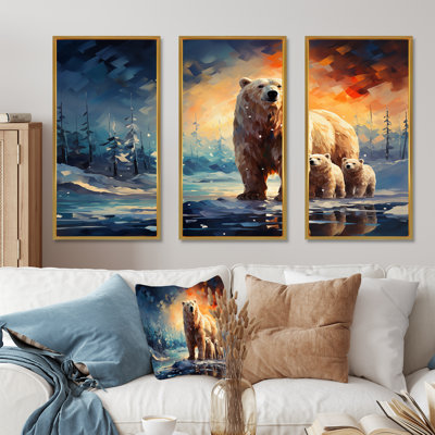 Starlit, famille d'ours polaires en hiver III - ours 2, art mural