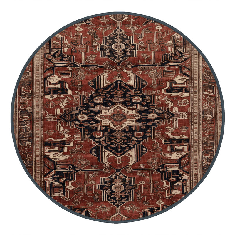Tapis brun lavable à la machine, Rond 3 pi